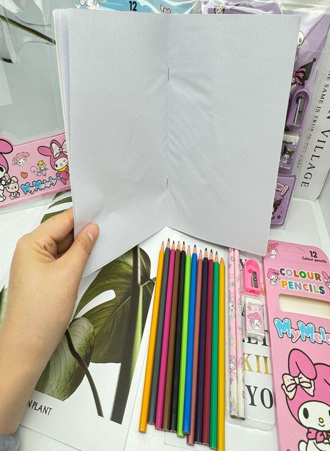 ASFunClub FunClub Stationery Set for Kids Stationary Kit Return Gift School Gifts for Kids School Kit-12Pencil Color Set,2pencil,1Eraser,1Sharpener,1Drawing Book Stationery Item Stationary Gifts-Random Color - Image 4